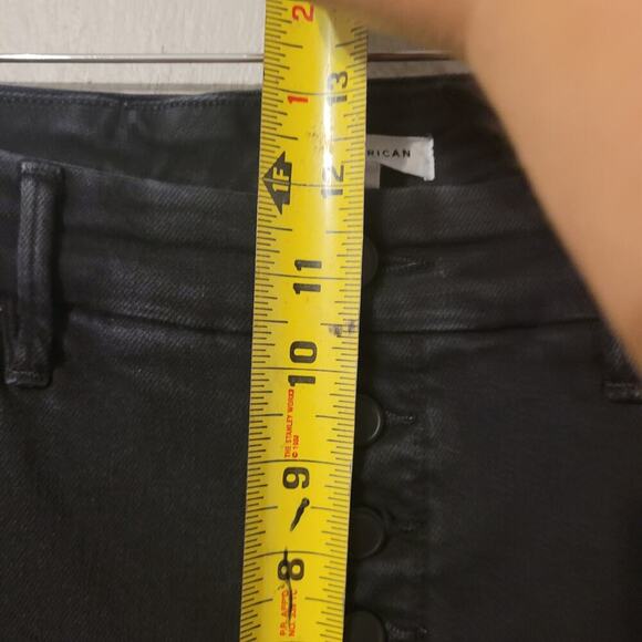 Good American Good Legs Cropped Bootcut Jeans Womens 31 Black Button Fly Raw Hem - Picture 6 of 9